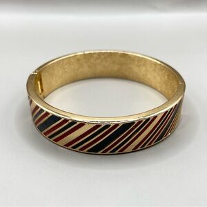 Red Black and Gold Enamel Hinge Bangle Bracelet